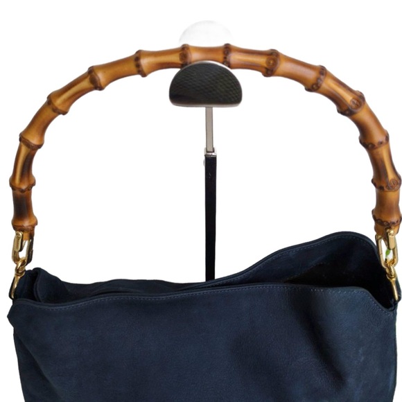 Versace Starburst Nubuck Handbag W/ Bamboo Handle ■Rare■ - Picture 3 of 9